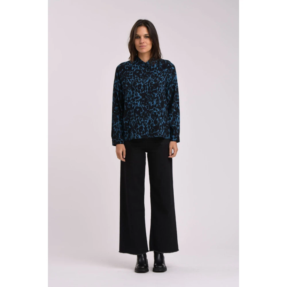 La Fée Maraboutée Gedrukte Viscose Blouse Blue Dames