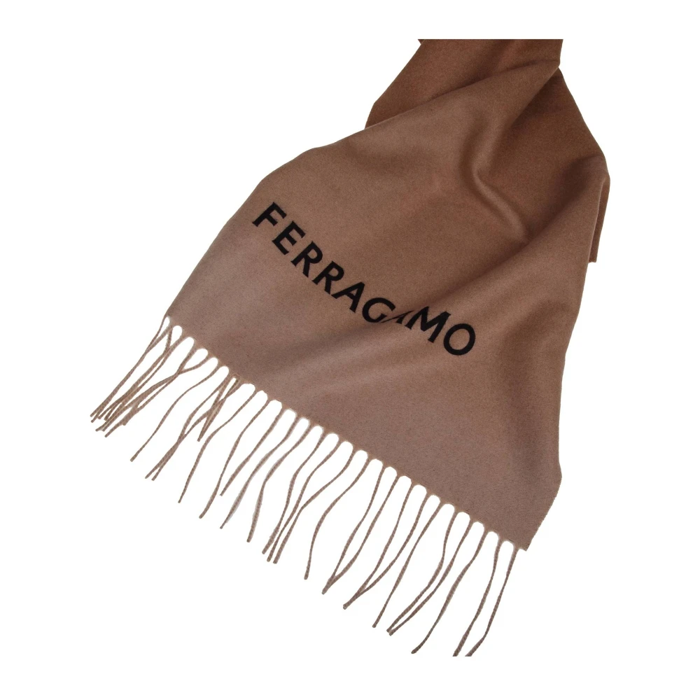 Salvatore Ferragamo Cashmere Sjaal met Kleurverloop en Franjes Brown Dames