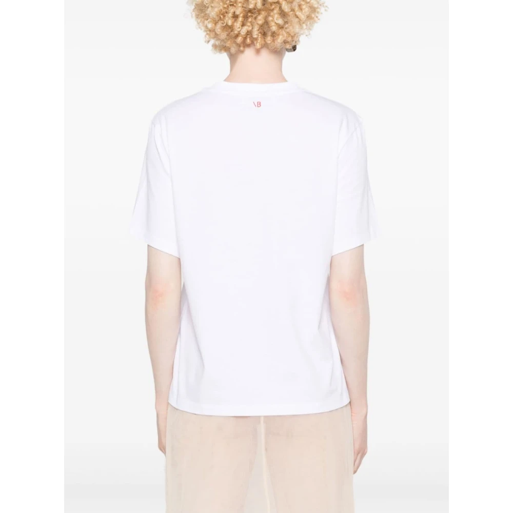Victoria Beckham Witte Katoenen Slogan Print T-shirts White Dames