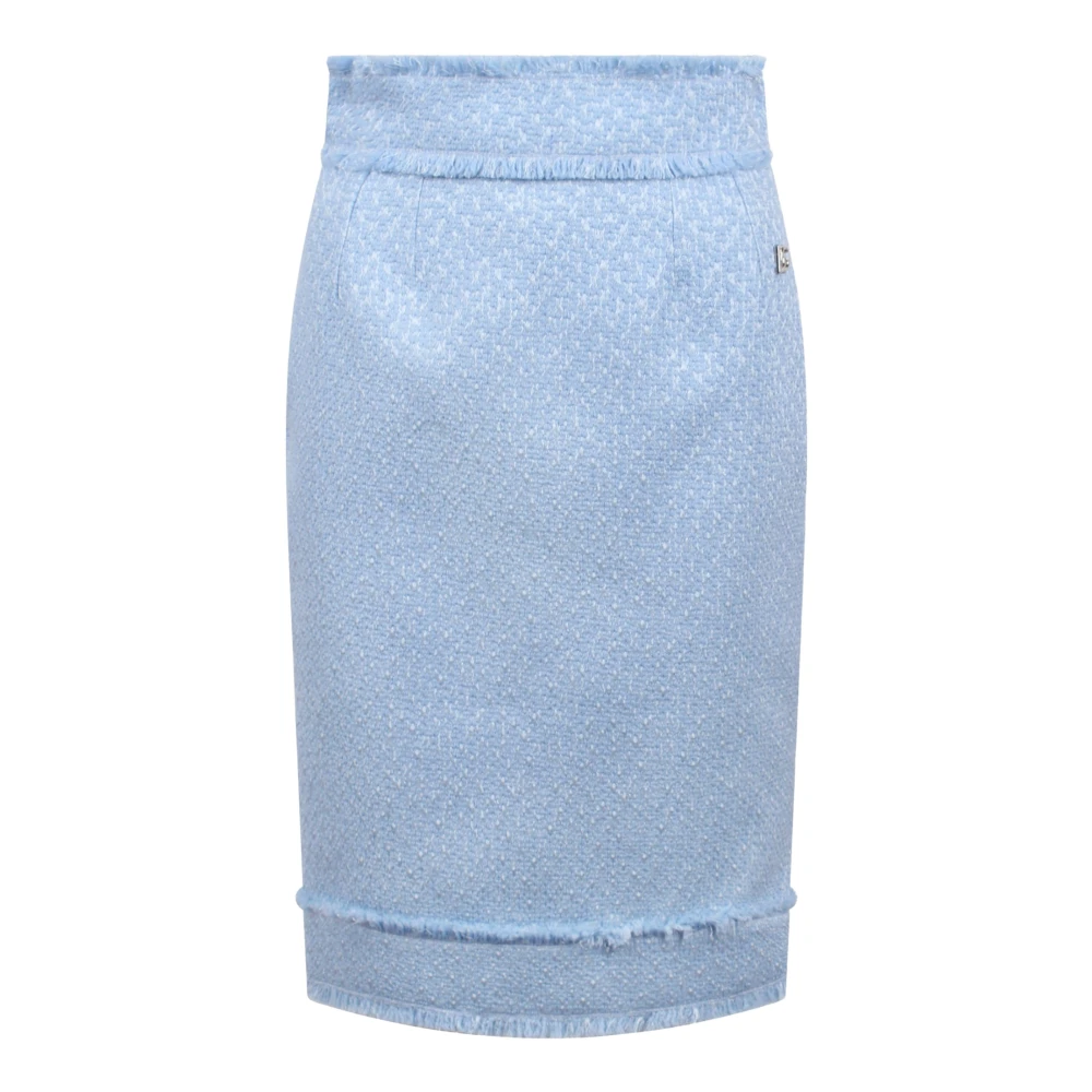 Dolce & Gabbana Tweed Rok met Logo Blue Dames