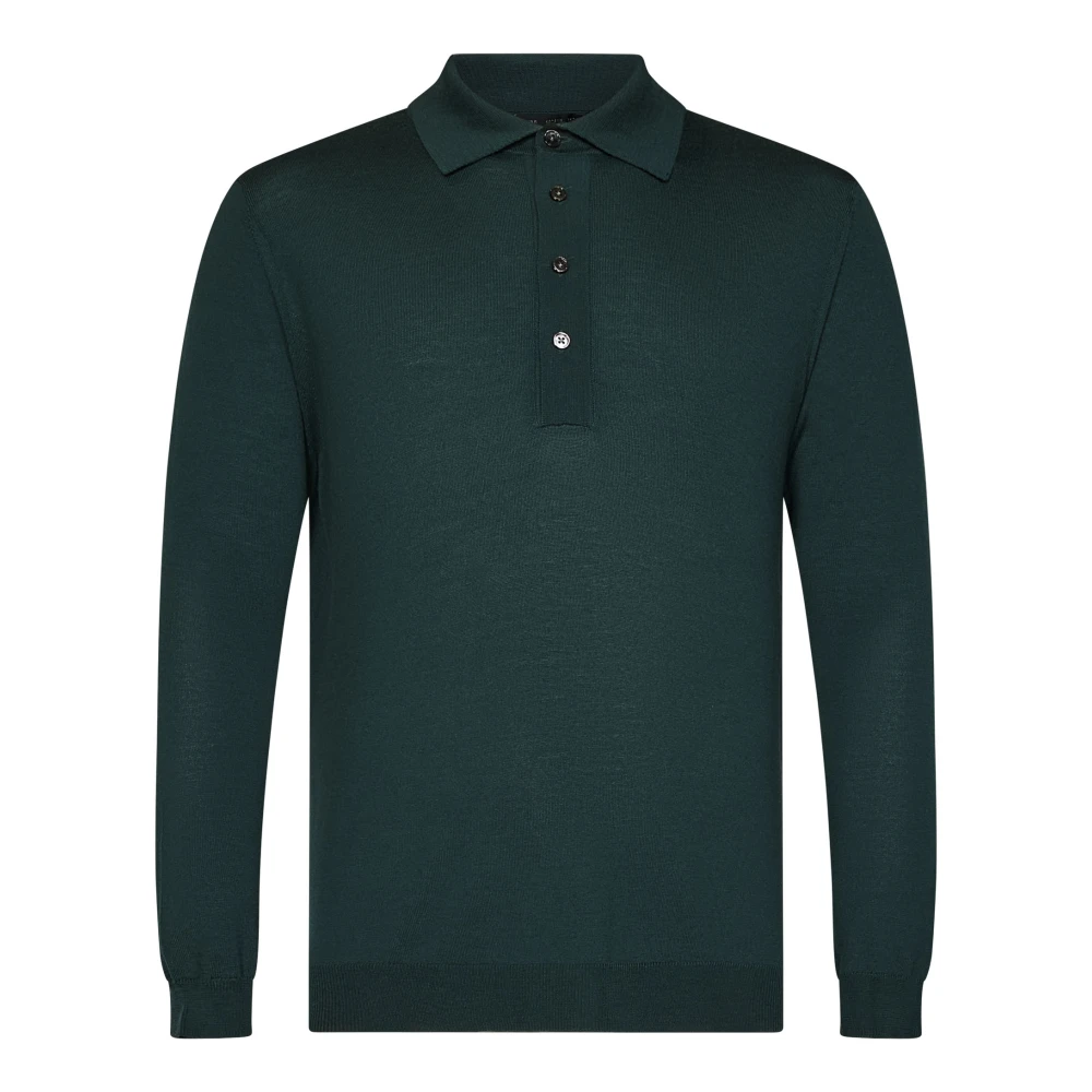 Low Brand Groene Merinowol Polo Shirt Green Heren