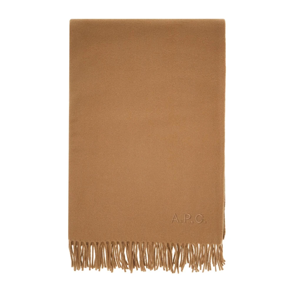 A.p.c. Geborduurde Wollen Sjaal met Logodetail Brown Heren