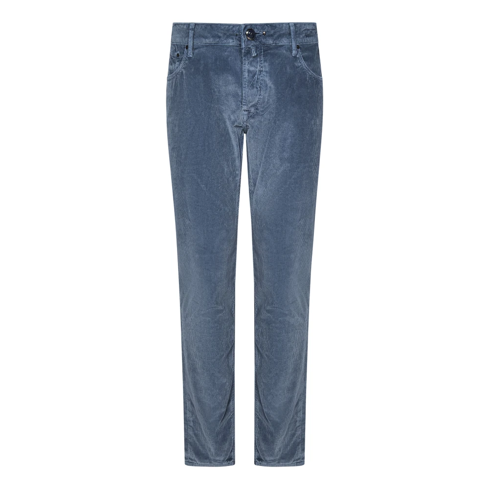 Hand Picked Blauwe Corduroy Slim-Fit Broek Blue Heren