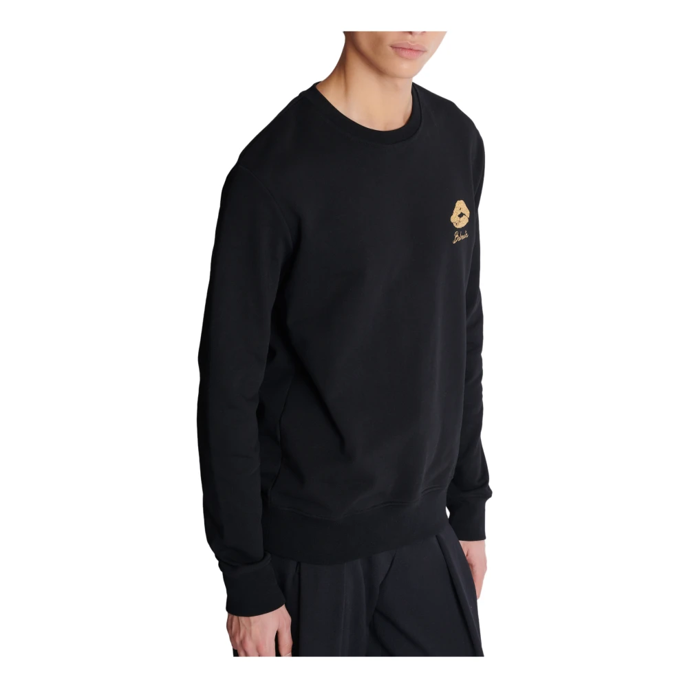 Balmain Sweatshirt met Kiss Print Black Heren