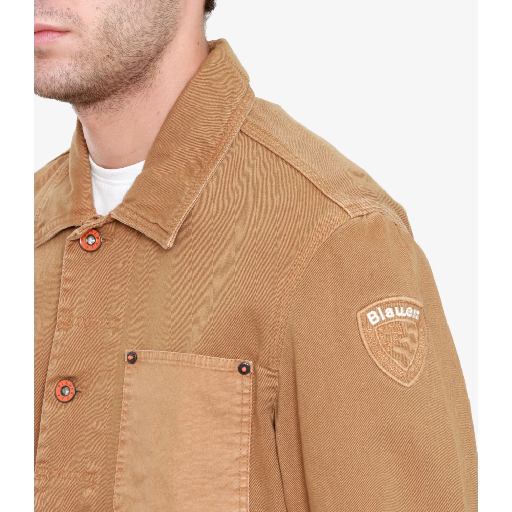 Blauer Kameel Nylon Jas met Kraag Brown Heren