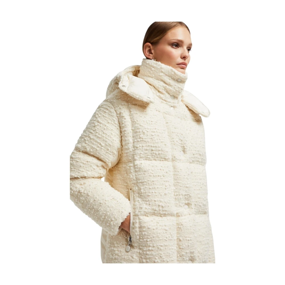 Moncler Witte Tweed Korte Donsjas White Dames