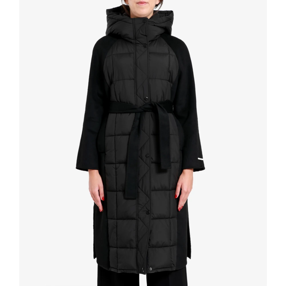 Pennyblack Gestikte Zwarte Parka met Capuchon Black Dames