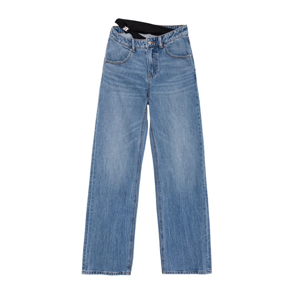 Alexander wang Lichtgewassen denim jeans met asymmetrisch lycra-detail Blue Dames