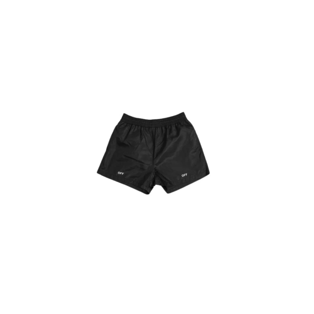 Off White Zwarte zwemshort met wit logo Black Heren