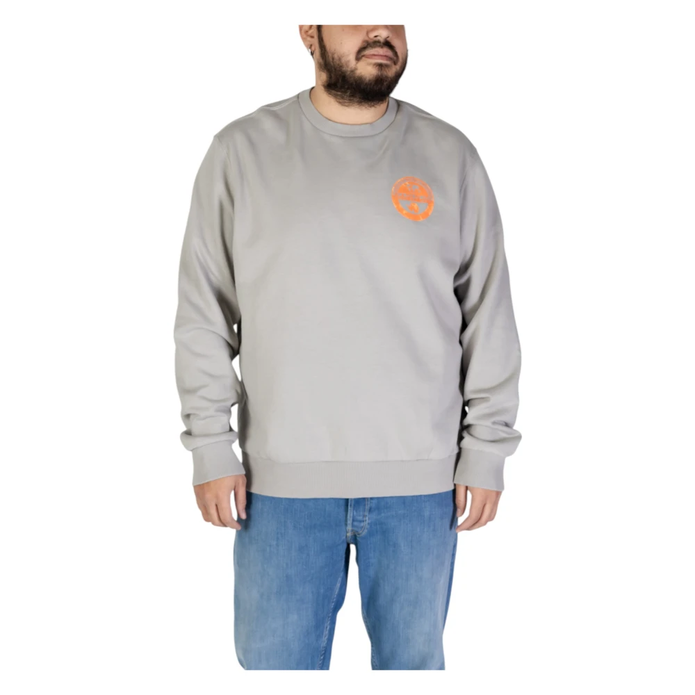 Napapijri Grijze Sweatshirt Lange Mouwen Ronde Hals Gray Heren
