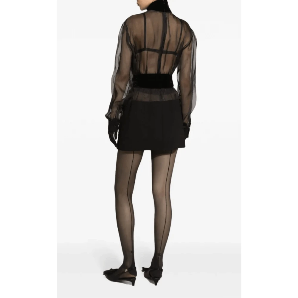 Dolce & Gabbana Zwarte Zijden Crepe Jurk met Strik Black Dames