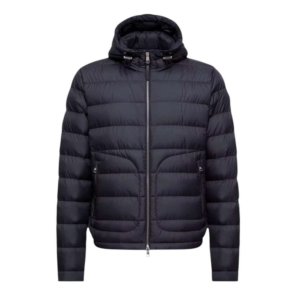 Moncler Blue Down Jackets, Male, 2XL, Sestriere Hooded Short Down Jacket