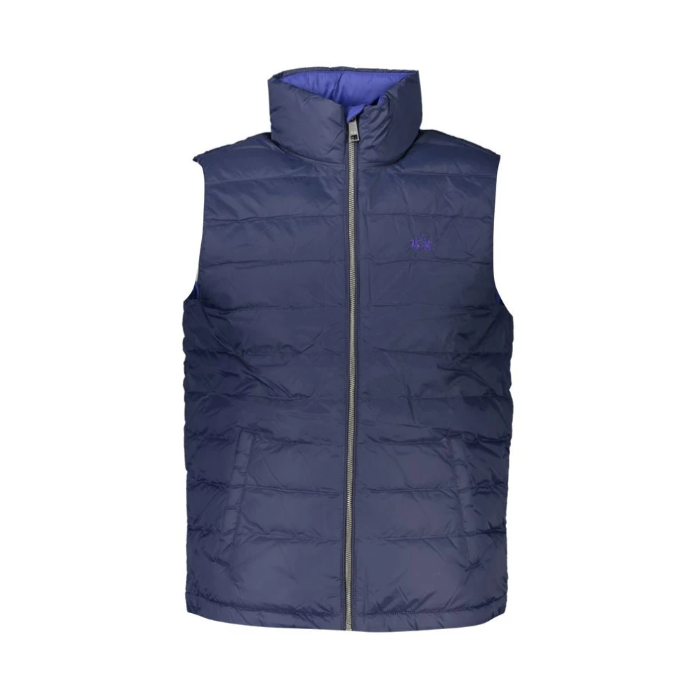 La Martina Men's Blue Waistcoats, 2XL, Embroidered Sleeveless Jacket