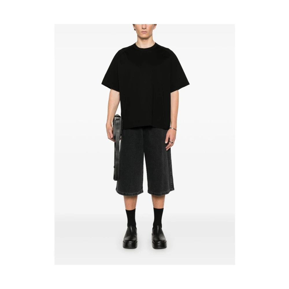 Sacai Zwarte Crew Neck Korte Mouw T-shirt Black Heren