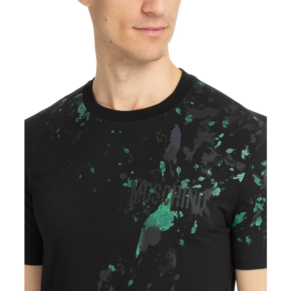 Moschino Gestreept Multikleur T-shirt met Logo Black Heren