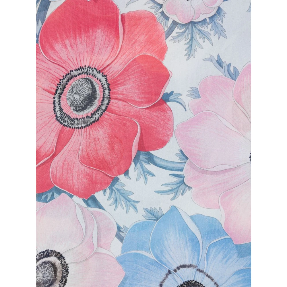 Salvatore Ferragamo Anemoonprint Zijden Sjaal Multicolor Dames