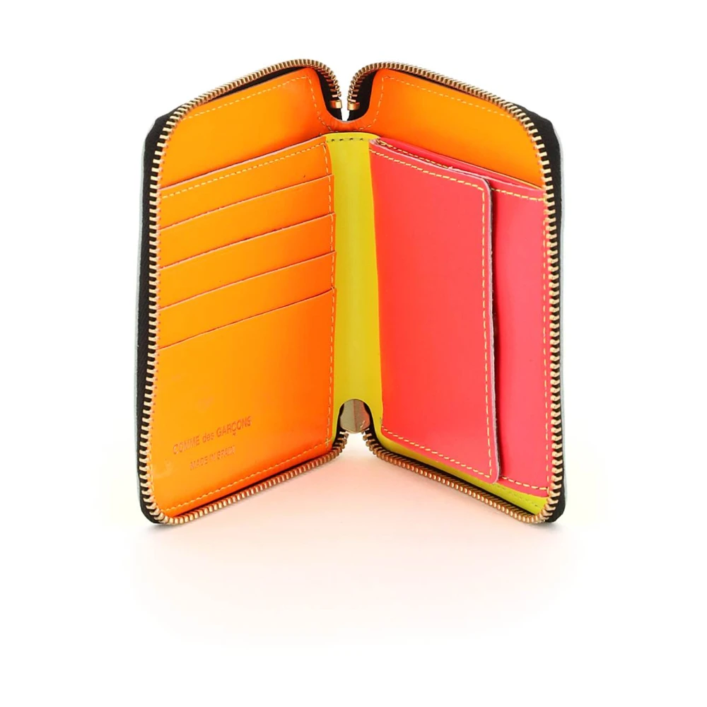 Comme des Garçons Fluorescerende Leren Portemonnee Portfolio Yellow Dames