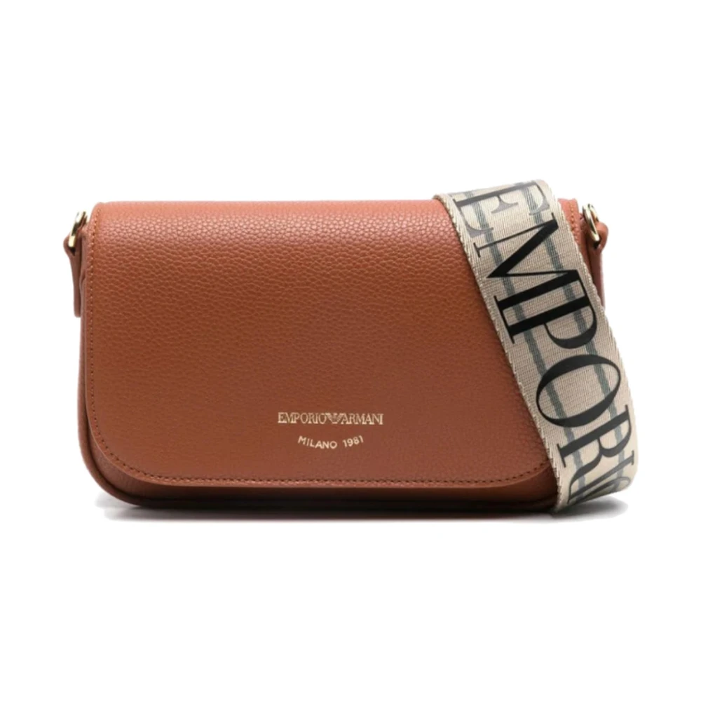 Emporio Armani Mini tas met verstelbare band en logo belettering Brown Dames