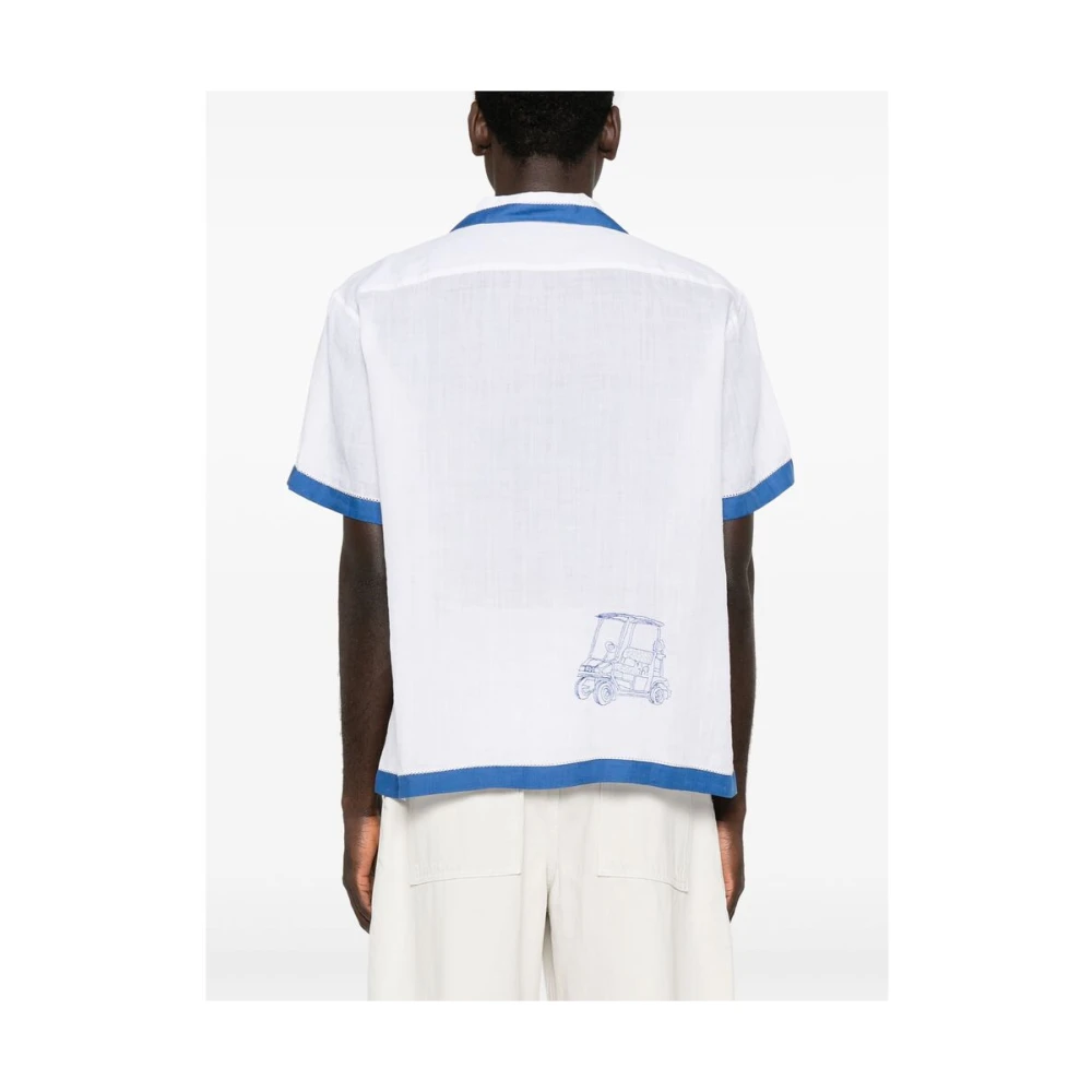 Bode Witte Camp Kraag Shirt met Geborduurd Motief White Heren