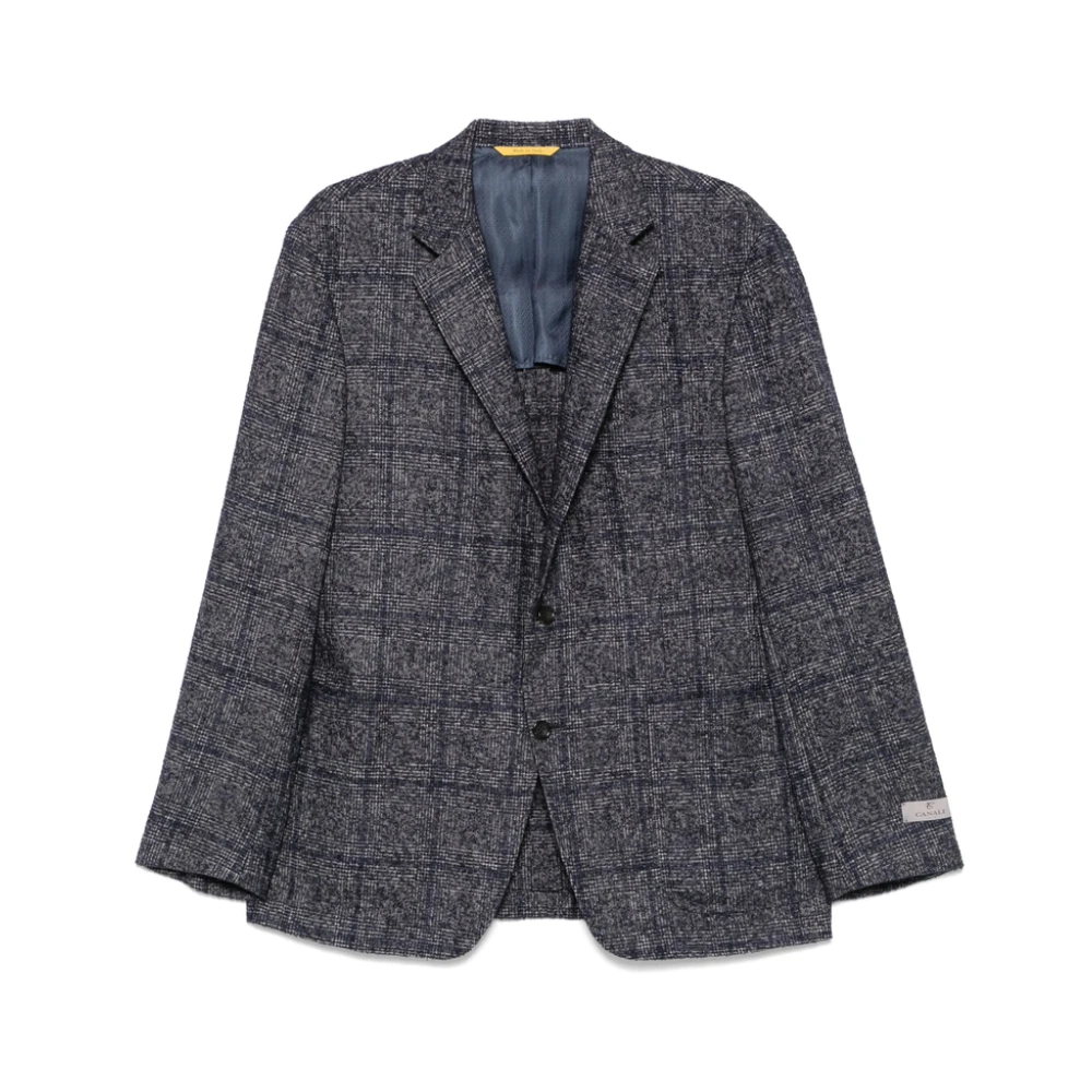 Canali Navy Blue Front Button Jacket Blue Heren