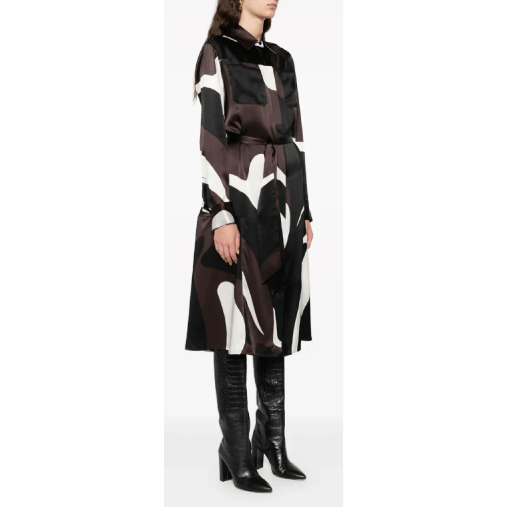 Kiton Zijden midi-jurk met abstract patroonprint Black Dames