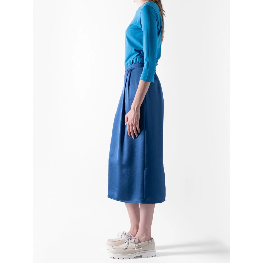 Max Mara Weekend Satijnen rok met achterkant split Blue Dames