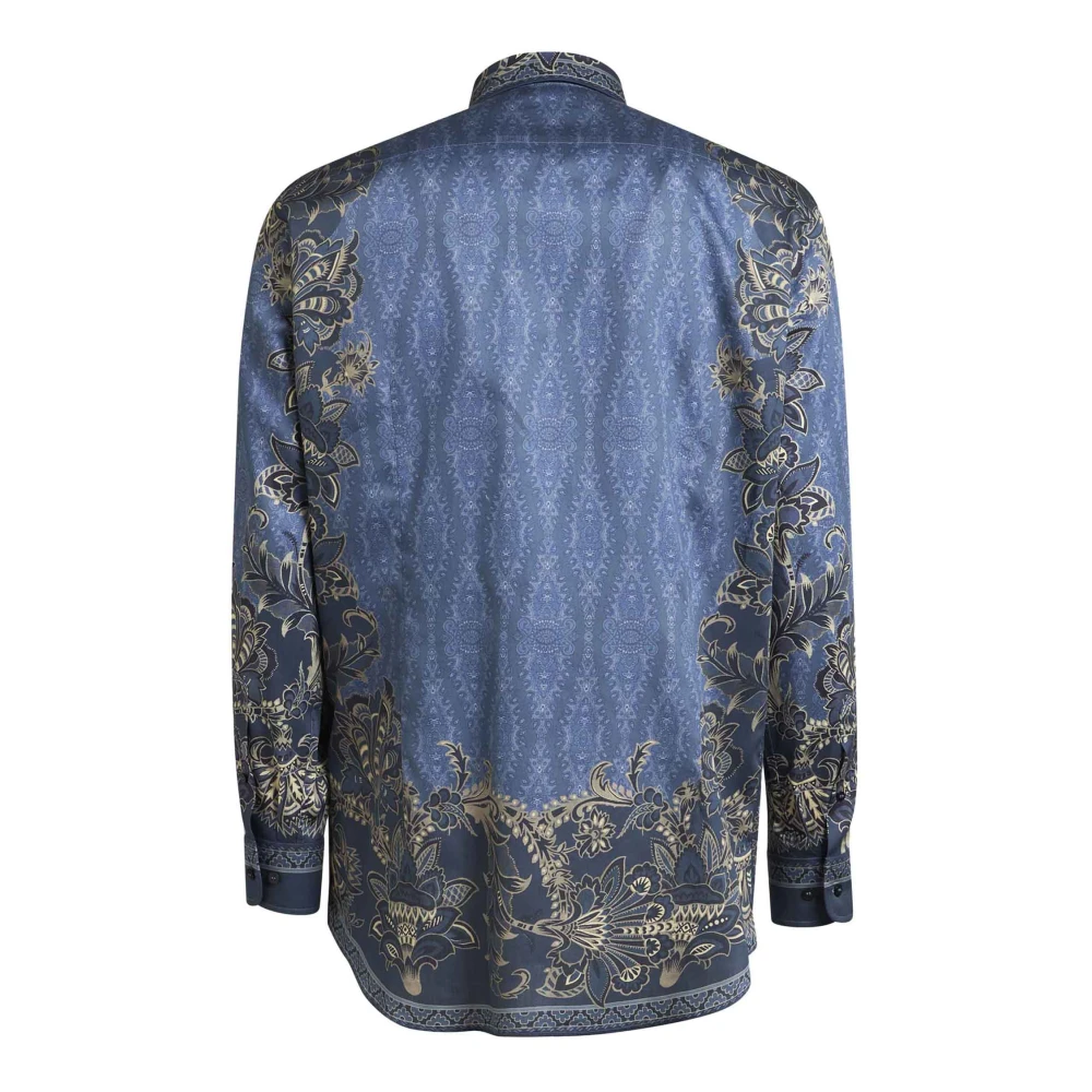 ETRO Blauwe Overhemden met Paisley en Bloemenprint Multicolor Heren