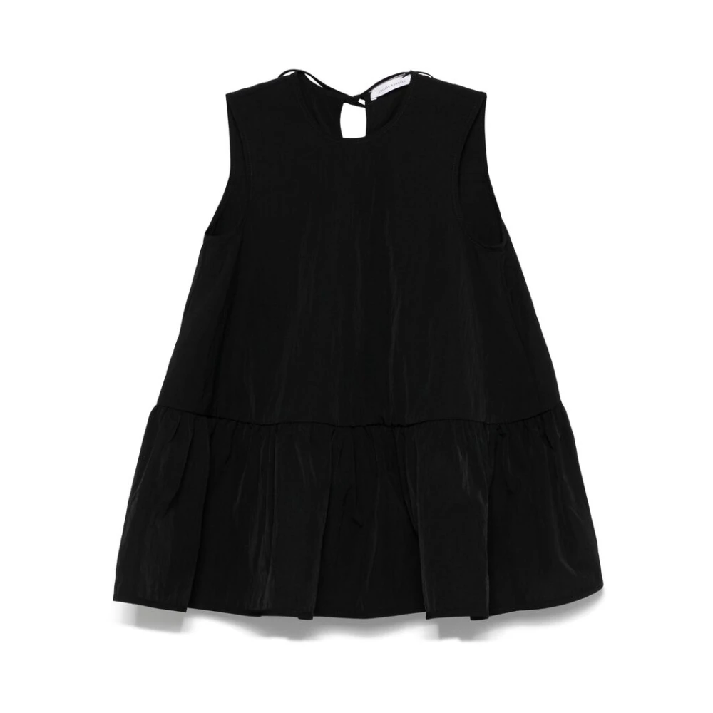 Cecilie Bahnsen Zwarte Jurk met Wijd Uitlopende Zoom Black Dames