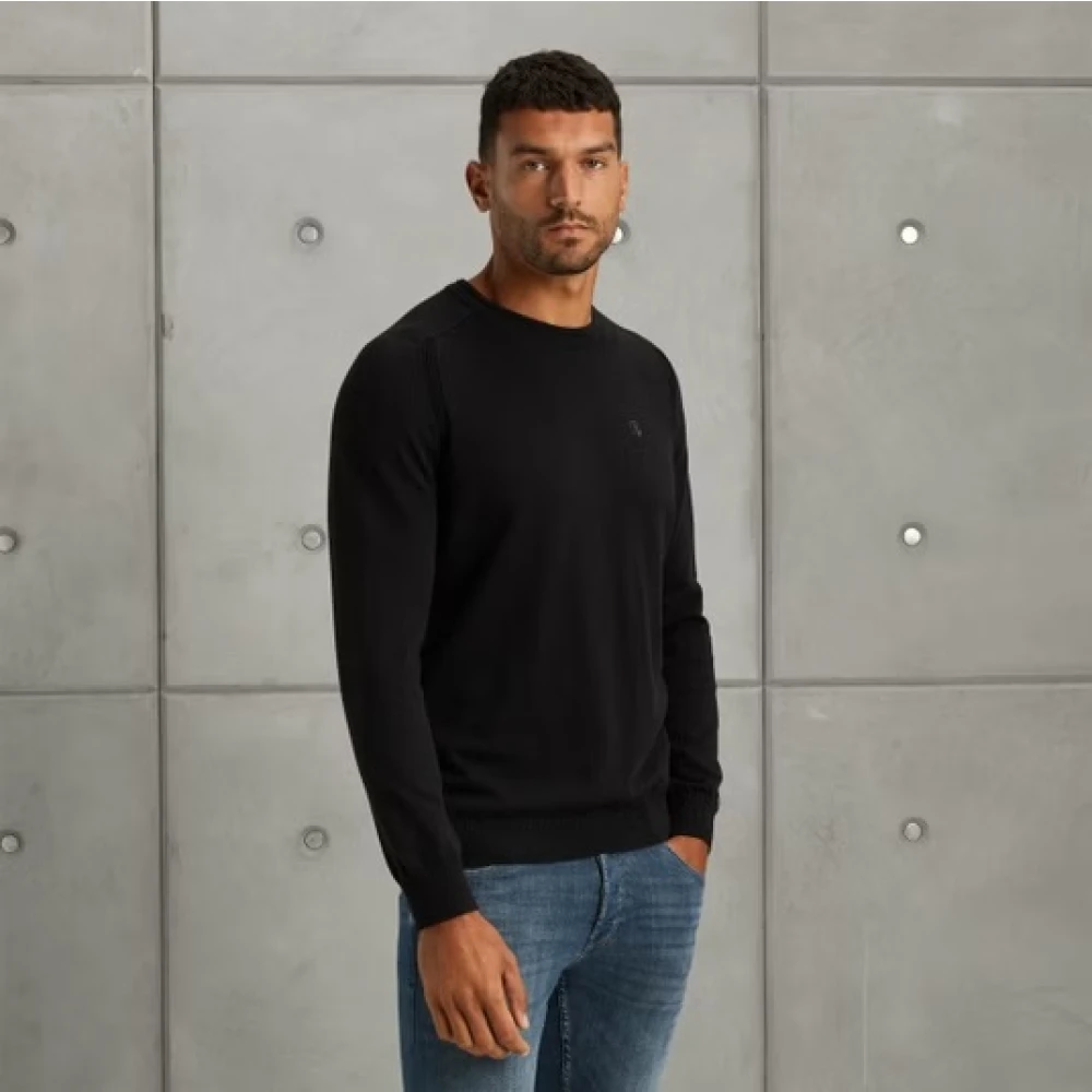 Cast Iron Essentiële Katoen Stretch Crewneck Trui Black Heren