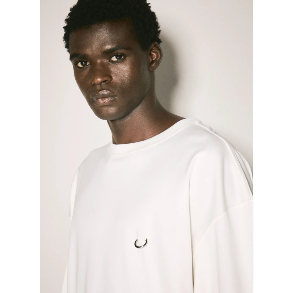 Mugler Zilver-tone Hardware Katoenen T-shirt White Heren