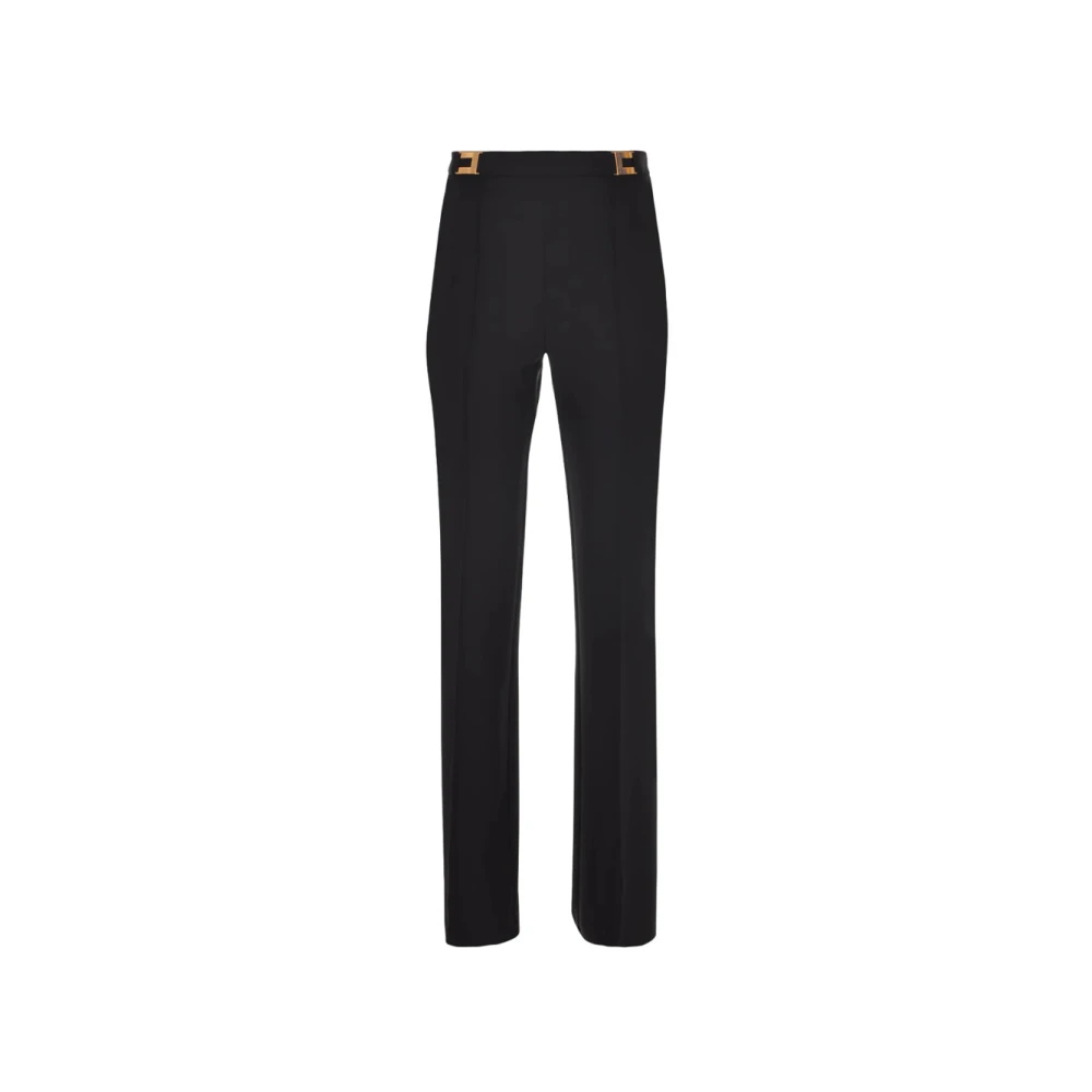 Elisabetta Franchi Palazzo Suit Broek met Metalen Logo Black Dames