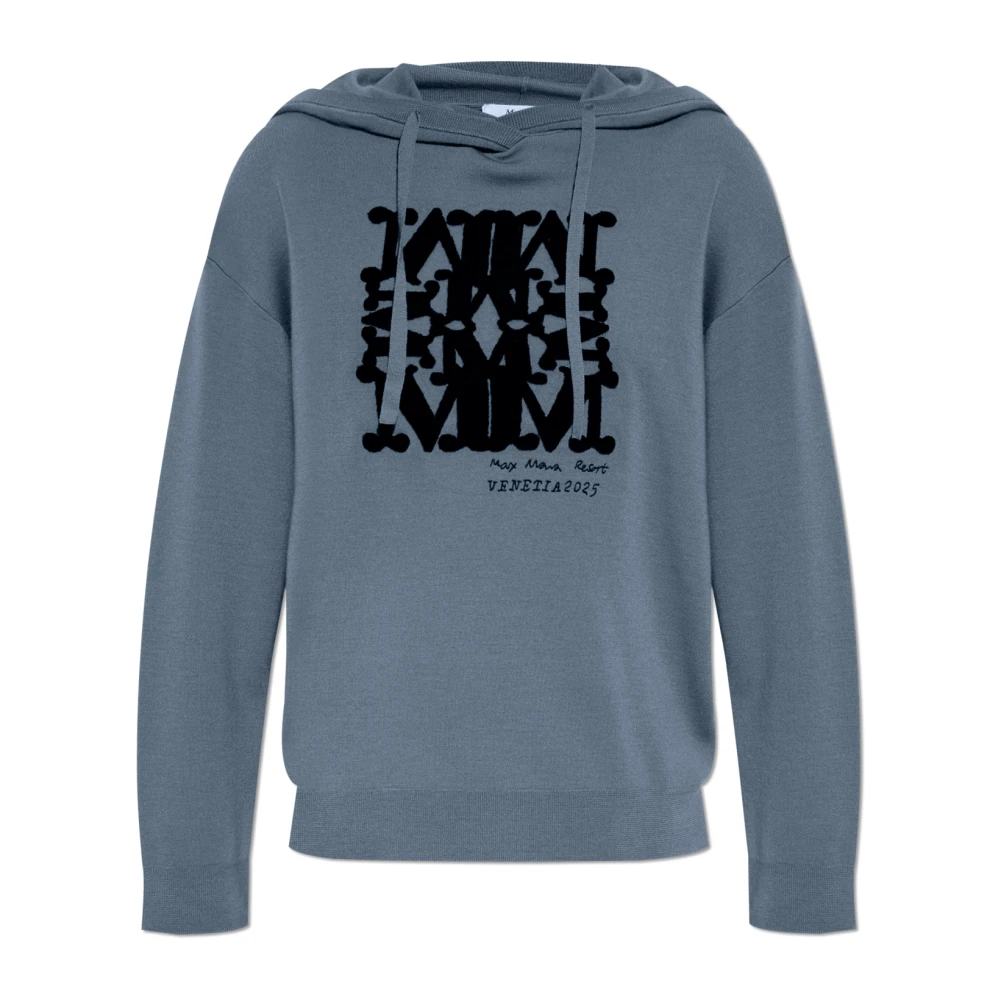 Max Mara Wollen hoodie Sfinge Blue Dames