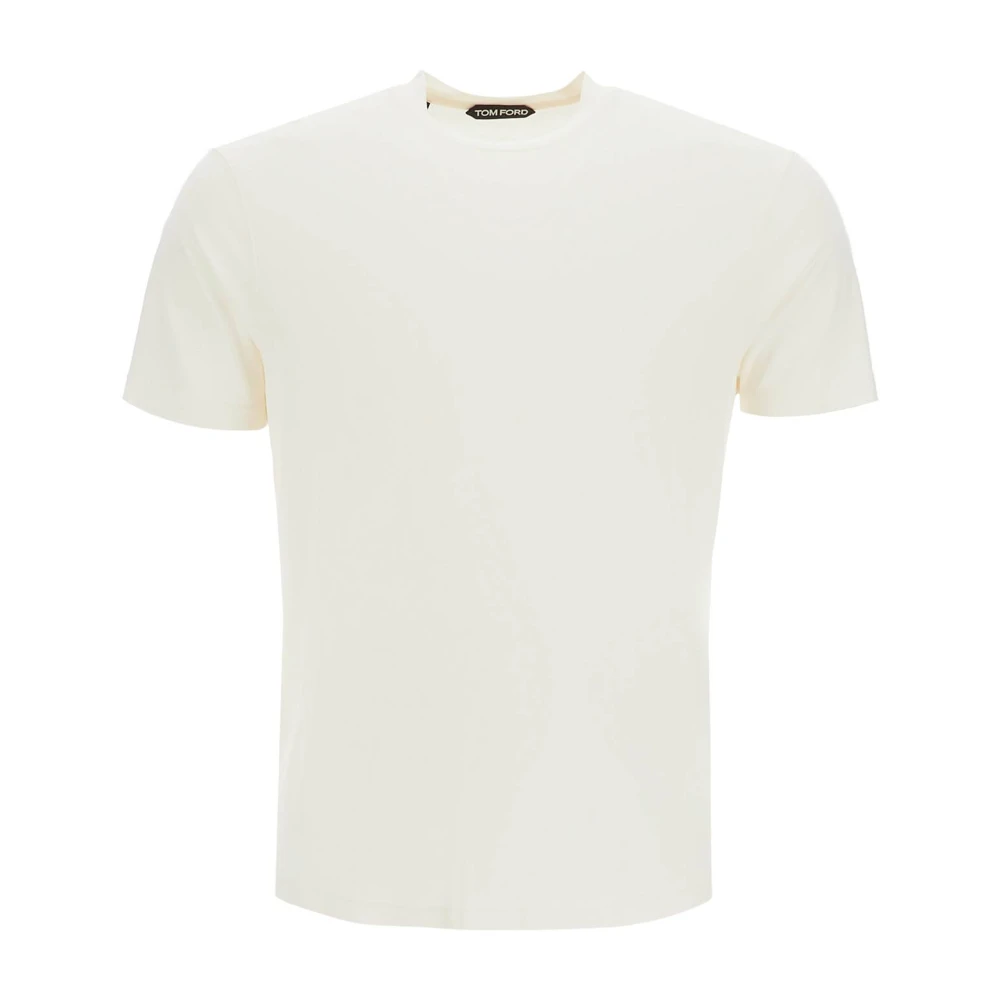 Tom Ford Zachte Katoen Lyocell Crewneck T-shirt White Heren