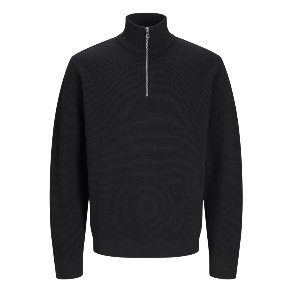 Svart Half Zip Strikkegenser