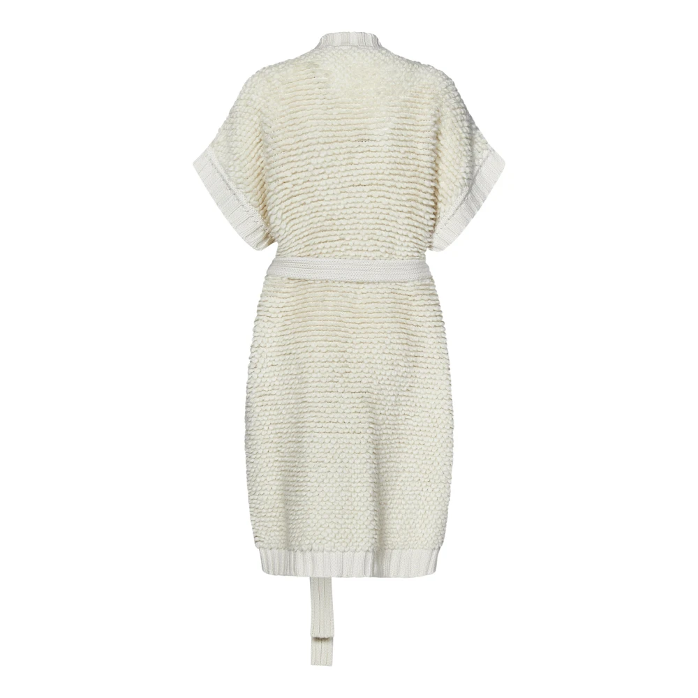 Malo Roomwit Cashmere Gebreid Maxi Vest White Dames