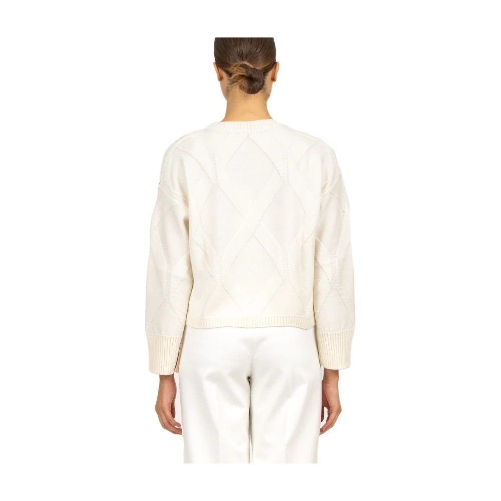 Liviana Conti Witte Wol Crop Trui White Dames