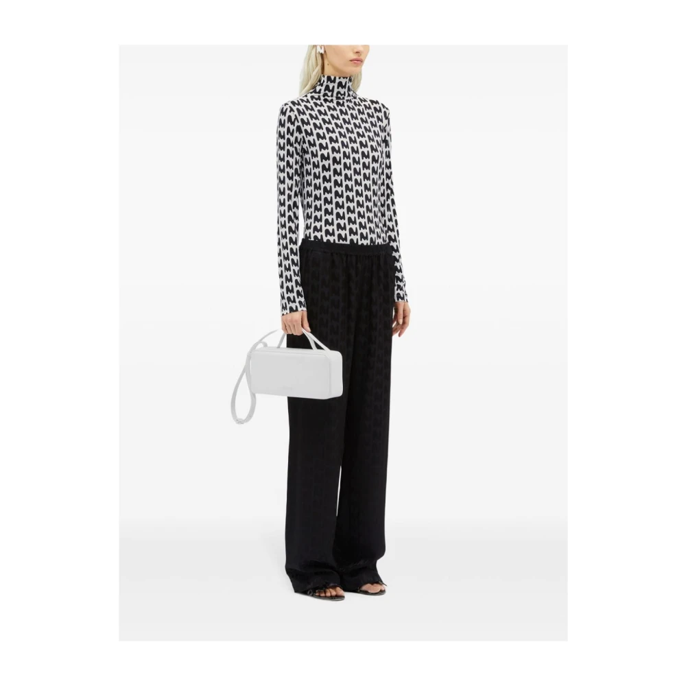 Msgm Hoge Hals Stretch T-shirt Zwart & Wit Black Dames
