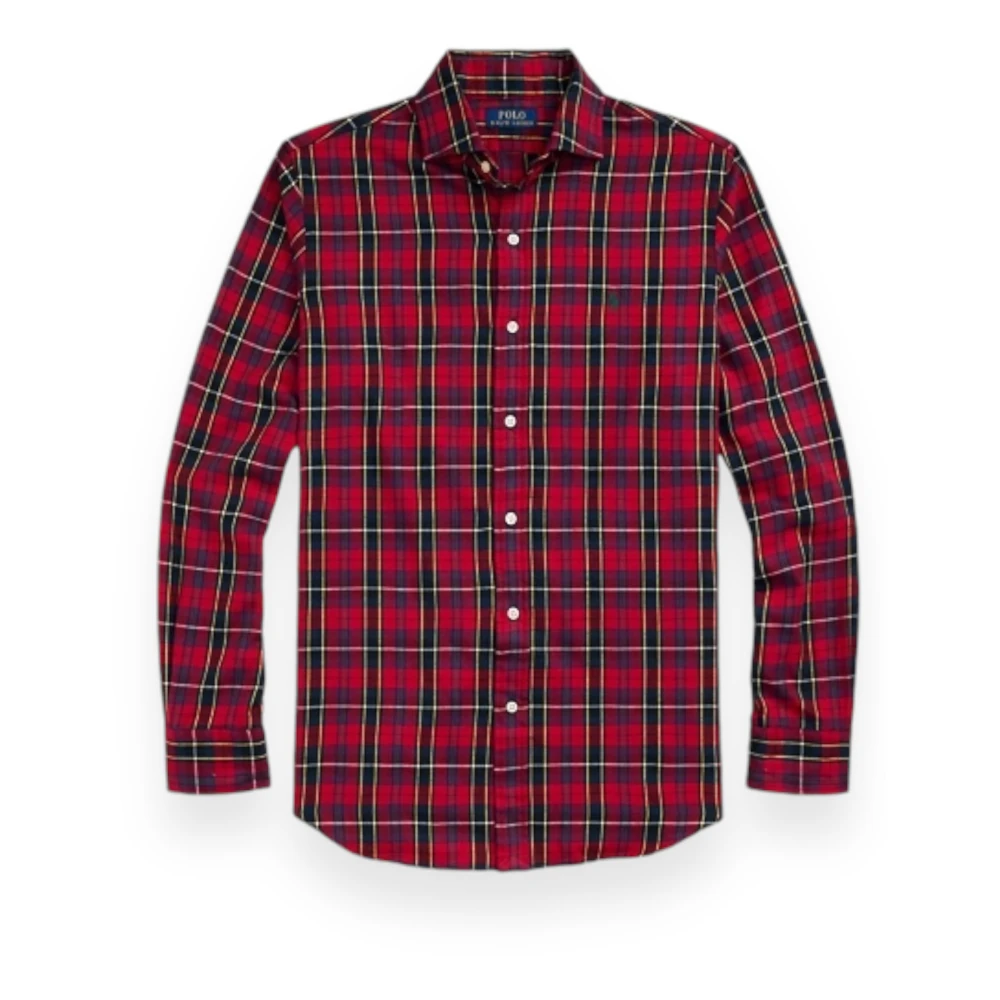 Polo Ralph Lauren Custom-Fit Twill Geruite Overhemd Red Heren