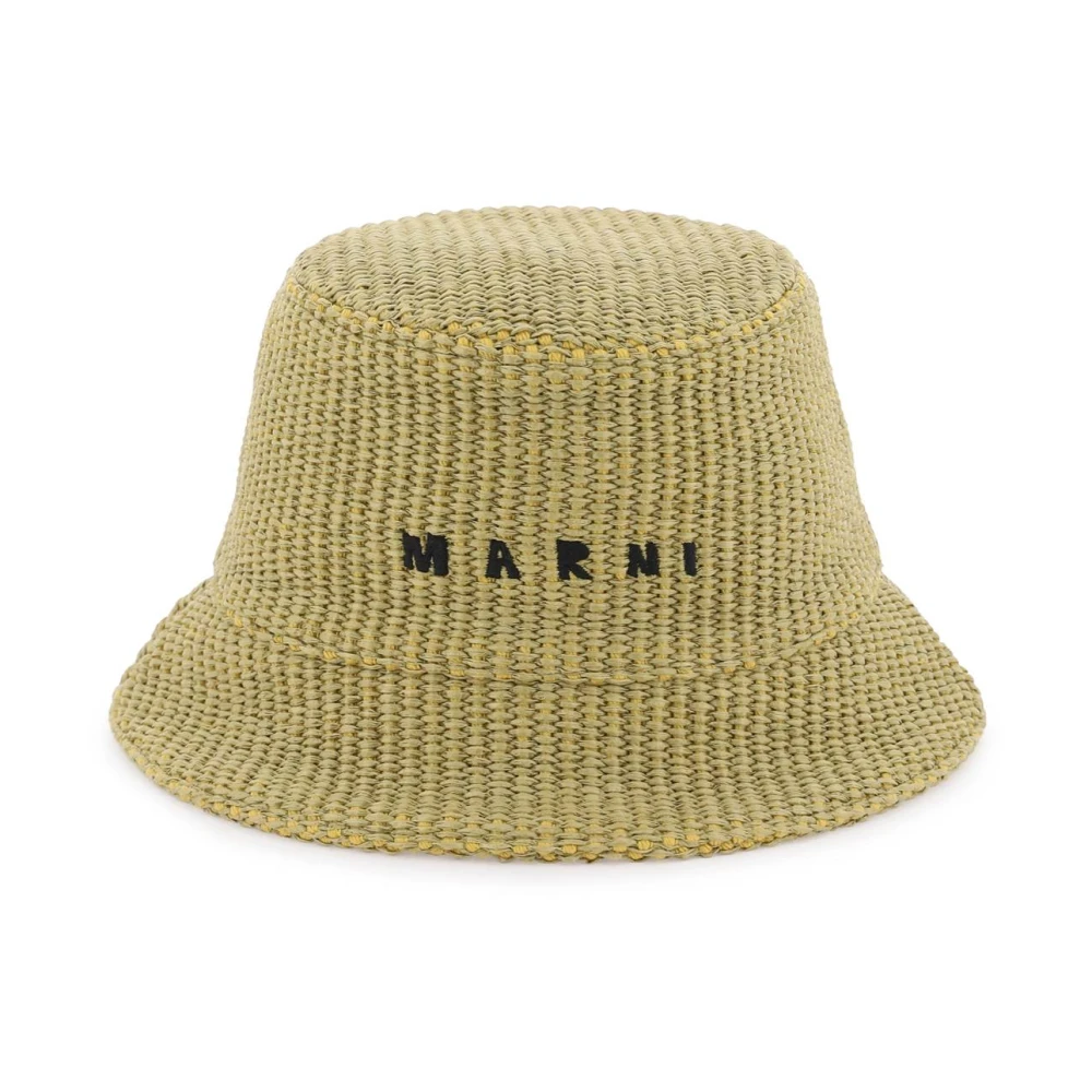 Marni Raffia Effect Bucket Hat Green Heren