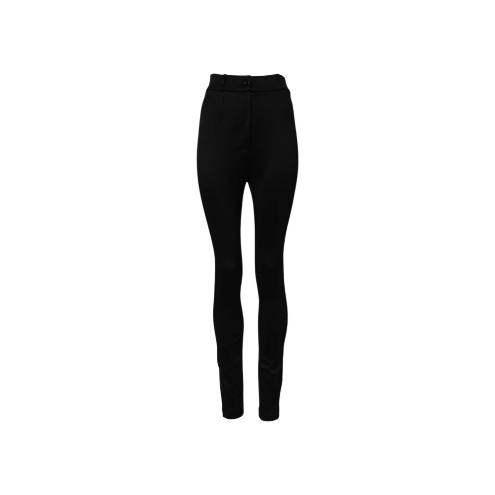 Dolce & Gabbana Women's Black Skinny Trousers, S, High Waist Skinny Leggings With Logo Details