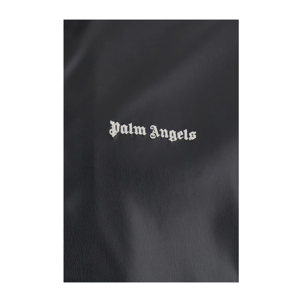Palm Angels Zwarte Leren Effect Trainingsjack Black Heren