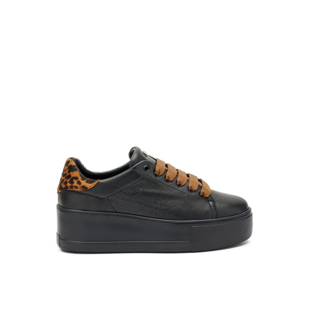 Frau Luipaard Platform Leren Sneakers Dames Schoenen Zwart