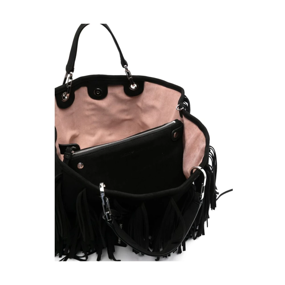Emporio Armani Zwarte Franje Detail Schoudertas Black Dames