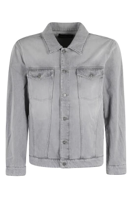 Grå denimjacka med spetsig krage