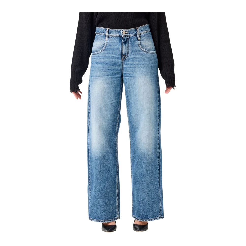Cycle Women's Blue Wide Jeans, W26, Aida Low Cargo Jeans