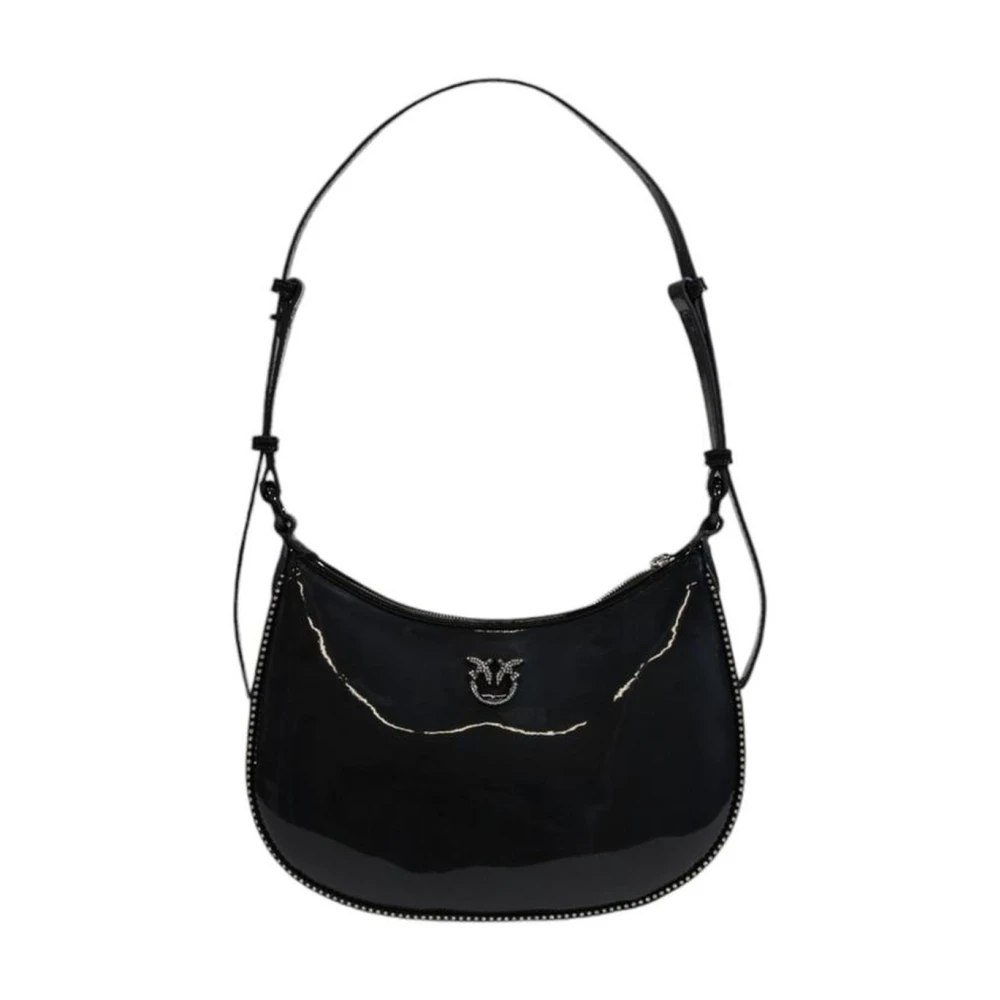 pinko Zwarte leren handtas Damescollectie Black Dames