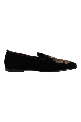 Broderade Loafers i Sammet