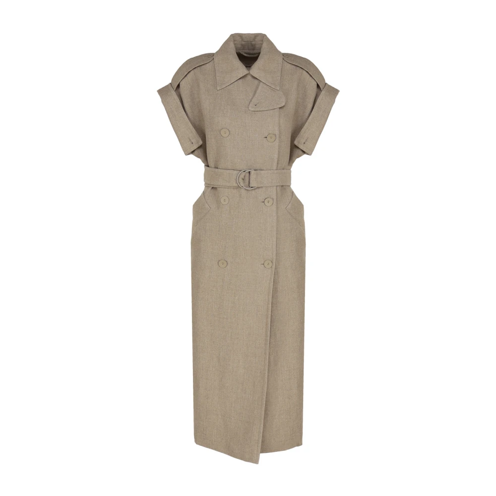 Max Mara Beige Linnen Trenchcoat Jurk Beige Dames