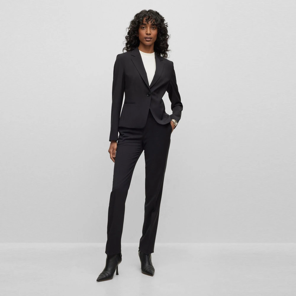 Hugo Boss Klieke Broek met Omgeslagen Zoom Black Dames