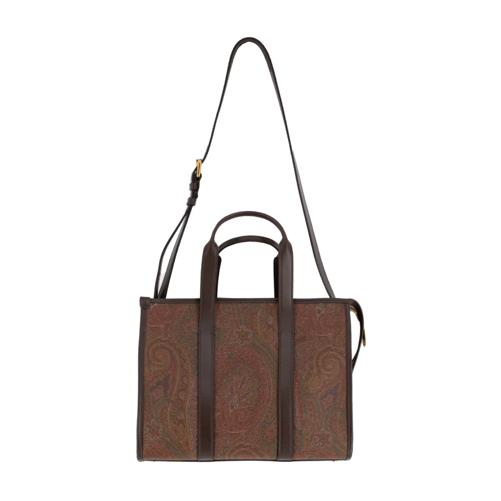 ETRO Paisley Satchel Clutch met Afneembare Band Brown Dames